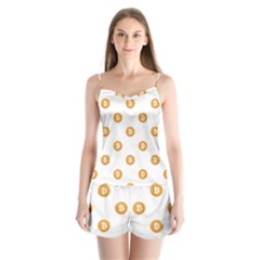 Bitcoin Logo Pattern Satin Pajamas Set by dflcprints