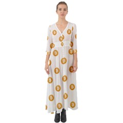 Bitcoin Logo Pattern Button Up Boho Maxi Dress by dflcprints