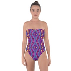 Aztec Purple Pattern Tie Back One Piece Swimsuit by Bigfootshirtshop