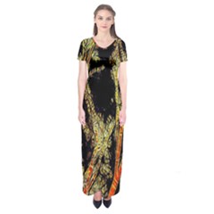 Artistic Effect Fractal Forest Background Short Sleeve Maxi Dress by Amaryn4rt