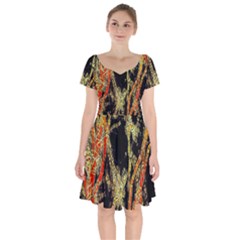 Artistic Effect Fractal Forest Background Short Sleeve Bardot Dress