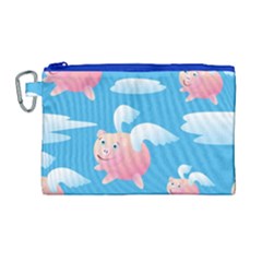 Flying Piggys Pattern Canvas Cosmetic Bag (large) by Bigfootshirtshop