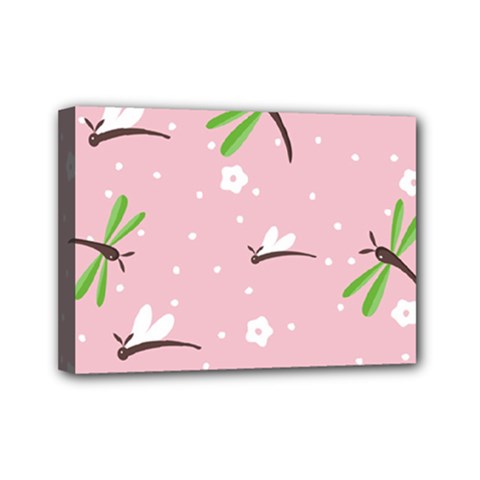 Dragonfly And White Flowers Pattern Mini Canvas 7  X 5  by Bigfootshirtshop