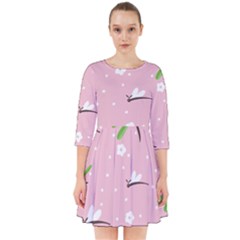 Dragonfly And White Flowers Pattern Smock Dress by Bigfootshirtshop