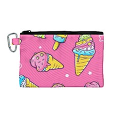 Summer Ice Creams Flavors Pattern Canvas Cosmetic Bag (medium) by Bigfootshirtshop