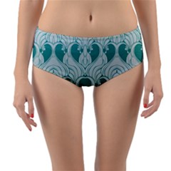 Teal Art Nouvea Reversible Mid-waist Bikini Bottoms by NouveauDesign