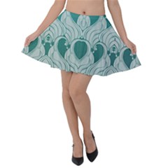 Teal Art Nouvea Velvet Skater Skirt by NouveauDesign