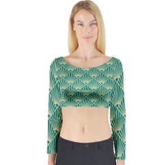 green fan  Long Sleeve Crop Top