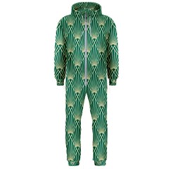 green fan  Hooded Jumpsuit (Men) 