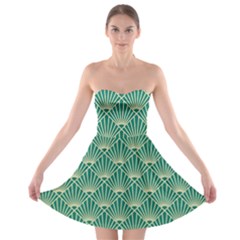 green fan  Strapless Bra Top Dress