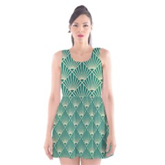 green fan  Scoop Neck Skater Dress