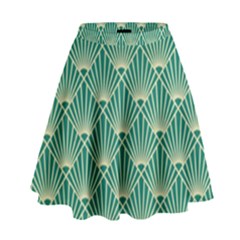 green fan  High Waist Skirt