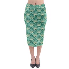 green fan  Midi Pencil Skirt