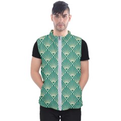 Green Fan  Men s Puffer Vest by NouveauDesign