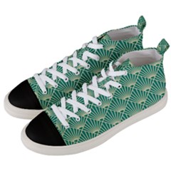 Green Fan  Men s Mid-top Canvas Sneakers by NouveauDesign