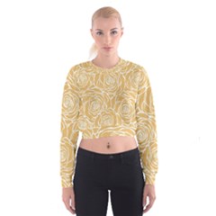 Yellow Peonines Cropped Sweatshirt by NouveauDesign