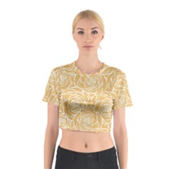 Yellow Peonines Cotton Crop Top by NouveauDesign