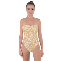 Yellow Peonines Tie Back One Piece Swimsuit by NouveauDesign