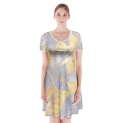 Gold Silver Short Sleeve V-neck Flare Dress by NouveauDesign
