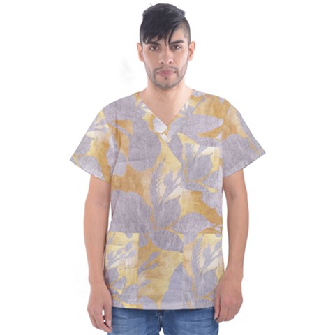 Gold Silver Men s V-neck Scrub Top by NouveauDesign