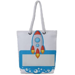 Rocket Spaceship Clip Art Clipart Full Print Rope Handle Tote (small)