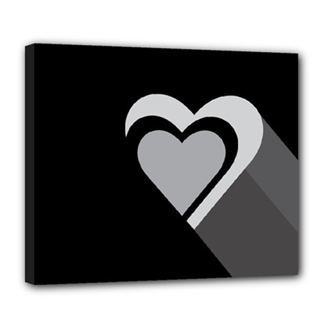 Heart Love Black And White Symbol Deluxe Canvas 24  X 20   by Celenk