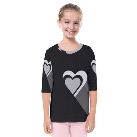 Heart Love Black And White Symbol Kids  Quarter Sleeve Raglan Tee by Celenk