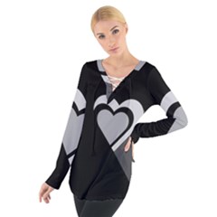 Heart Love Black And White Symbol Tie Up Tee by Celenk