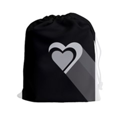 Heart Love Black And White Symbol Drawstring Pouches (xxl) by Celenk