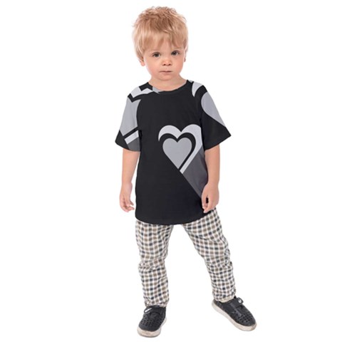 Heart Love Black And White Symbol Kids Raglan Tee by Celenk
