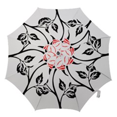 Flower Rose Contour Outlines Black Hook Handle Umbrellas (medium) by Celenk