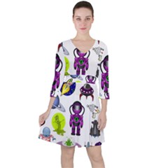 Space Clip Art Aliens Space Craft Ruffle Dress by Celenk