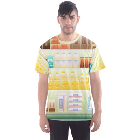 Supermarket Shelf Coffee Tea Grains Men s Sports Mesh Tee by Celenk