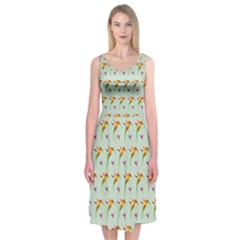 Birds Hummingbirds Wings Midi Sleeveless Dress by Celenk