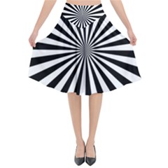 Rays Stripes Ray Laser Background Flared Midi Skirt