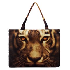 Cat Tiger Animal Wildlife Wild Zipper Medium Tote Bag by Celenk