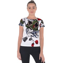 Skull Skeleton Dead Death Face Short Sleeve Sports Top  by Celenk