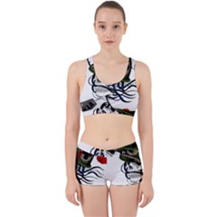 Skull Skeleton Dead Death Face Work It Out Sports Bra Set by Celenk