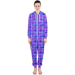 Background Mosaic Purple Blue Hooded Jumpsuit (ladies)  by Celenk