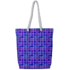 Background Mosaic Purple Blue Full Print Rope Handle Tote (small) by Celenk