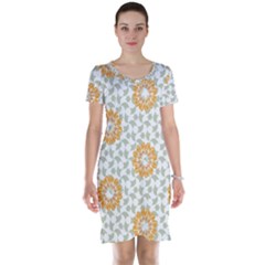 Stamping Pattern Fashion Background Short Sleeve Nightdress by Celenk