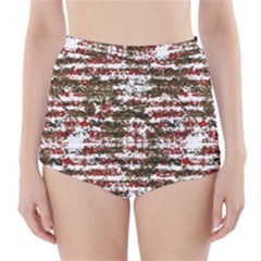 Grunge Textured Abstract Pattern High-waisted Bikini Bottoms by dflcprints
