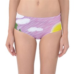 Pine Trees Sunrise Sunset Mid-waist Bikini Bottoms by Celenk