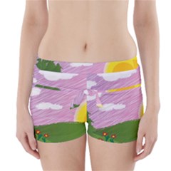 Pine Trees Sunrise Sunset Boyleg Bikini Wrap Bottoms by Celenk