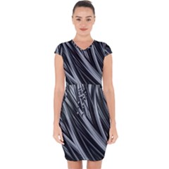 Fractal Mathematics Abstract Capsleeve Drawstring Dress 