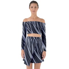 Fractal Mathematics Abstract Off Shoulder Top with Skirt Set