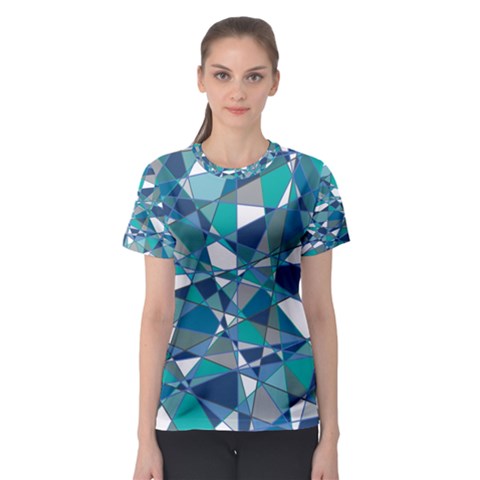 Abstract Background Blue Teal Women s Sport Mesh Tee by Celenk