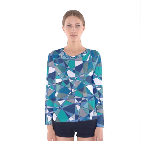 Abstract Background Blue Teal Women s Long Sleeve Tee by Celenk