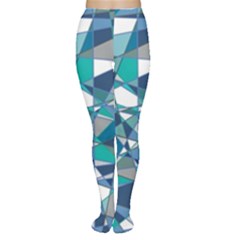 Abstract Background Blue Teal Women s Tights