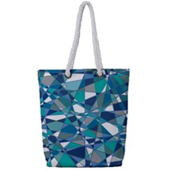 Abstract Background Blue Teal Full Print Rope Handle Tote (small)